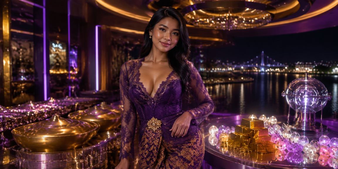 Suasana undian jackpot lotre di pantai dengan cahaya matahari terbenam yang dramatis