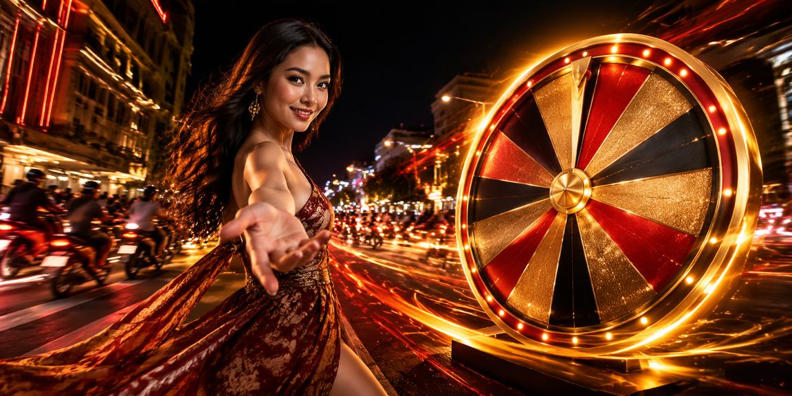 Suasana hiburan neon gemerlap sohotogel malam hari
